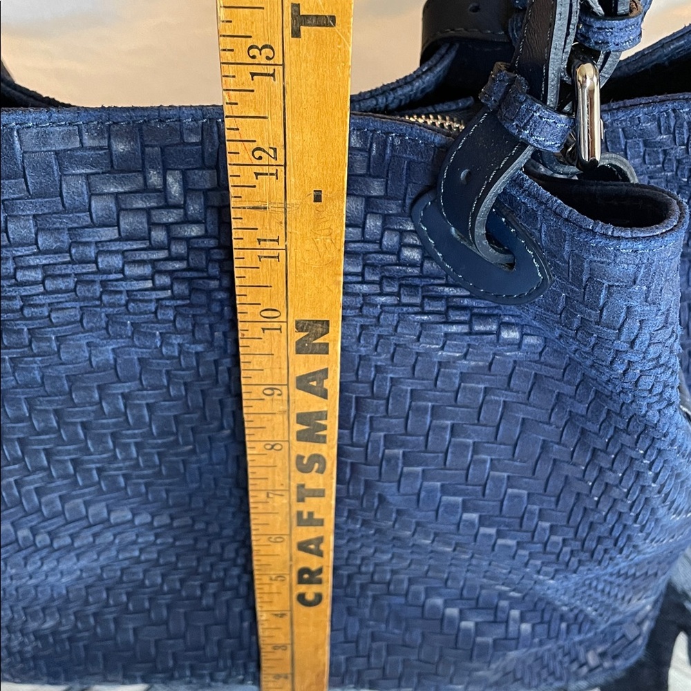 Awesome Statement Bag - Large Woven Blue Leather Tote/Travel - Tulipani Leather - Picture 5 of 16